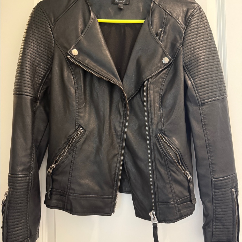 Topshop Faux Leather Biker/Motorcycle Jacket XS/2 Nordstrom